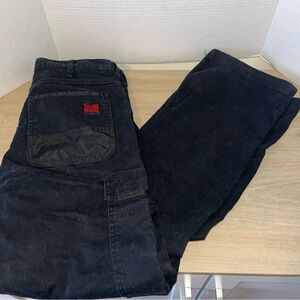 Men's Black Straight Tough Duck Cargo Jeans